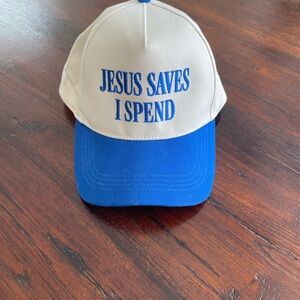 Free People Blue and White Cap